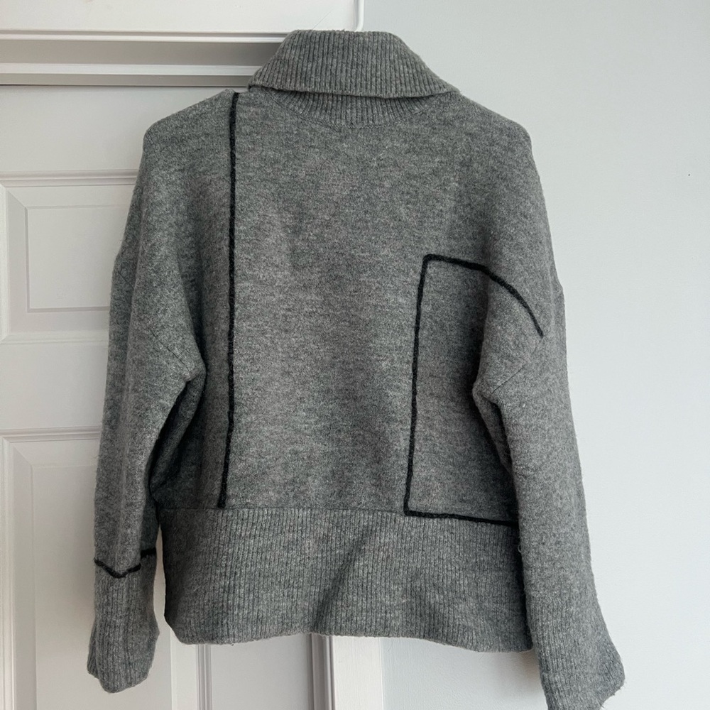Zara Gray and Black Turtleneck Sweater
